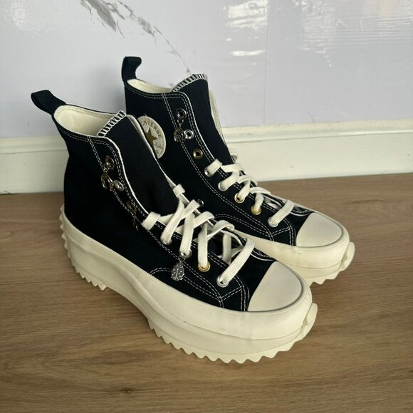 ❤️Converse Run Star Hike Hi Charms 9.5 Womens Shoes Sneakers Black Beige A13409C - Picture 2 of 8